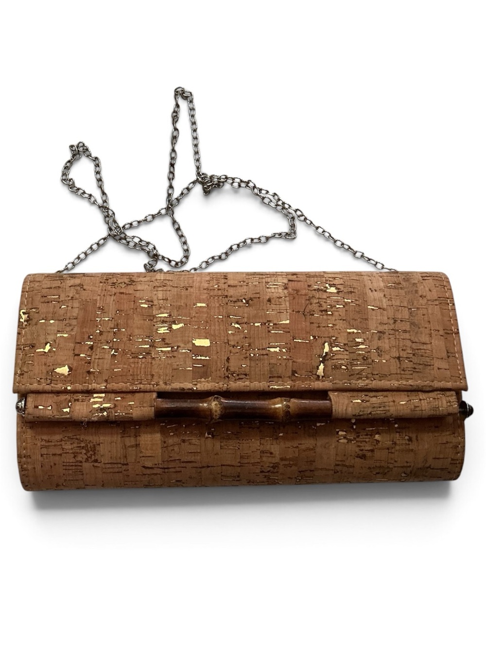 Brown Cork Clutch with Bamboo Accent – Women Bags